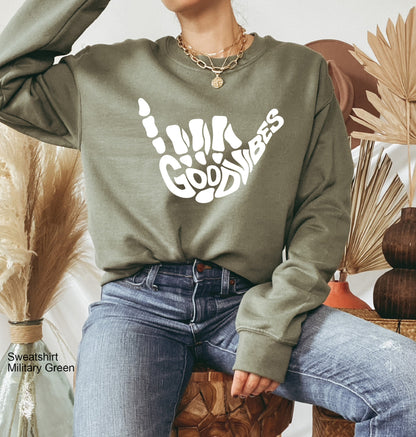 Goodvibes Shirt,Skull Sweatshirt,Gothic Skeleton Tshirt,Skeleton Hand Hoodie,Trendy Skeletons Oversized Sweatshirt,Funny Skull Sweater,C6381