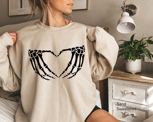 Skeleton Hand Sweathirt, Skeleton Love Hoodie, Skeletons Oversized Sweatshirt,Hand Hoodie, Skeleton Hand Shirt,Love Shirt,,Skull Tee,C6382