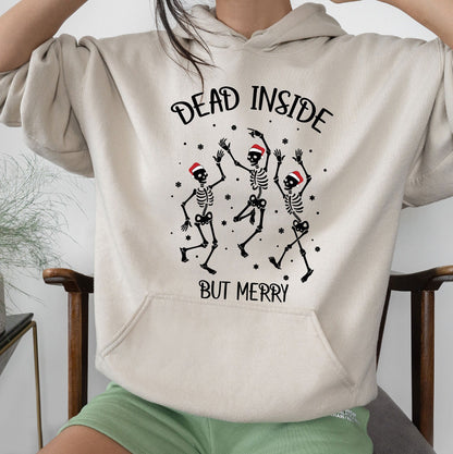 Dead Inside But Merry Sweatshirt,Skeleton Sweatshirt,Christmas Skeleton,Funny Christmas Shirt,Mom Christmas,Christmas T-shirts,C6315