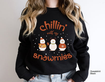 Chillin with my snowmies, Christmas crew Shirt, Cool Xmas Tee, Funny Christmas Shirt,Christmas hoodie, Christmas clothing,C6323