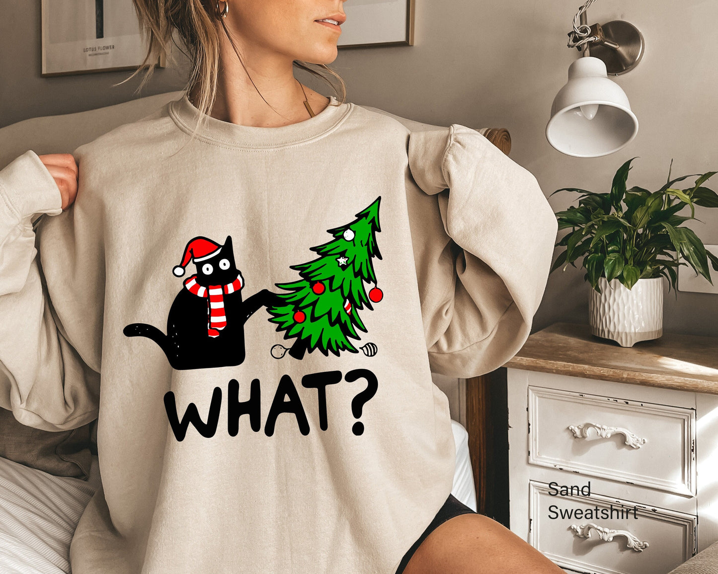 Black Cat What, Black Cat Sweatshirt,Christmas Hoodie,Cat Lover Shirt,Funny Christmas Gift,Santa Claus Shirt,Christmas Gift,C6324