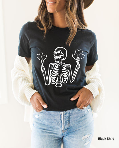 Skeleton Sweatshirt, Skeleton love Hoodie, Skeleton Lover Shirt, Valentin Days Gift, Skeleton Valentine, Heart Ballo,C6395