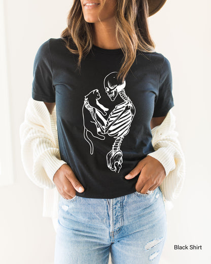 Skeleton Sweatshirt,Skeleton And Cat Hoodie, Gifts For Cat Lovers,Skeleton Love,Cat Lady Gift,Cat Mom,Cat Clothing, Cat Dad, Cat Tee, C6396