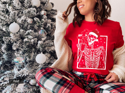 Hot Coffee Skeleton Sweathirt,Skeleton Drinking Coffee Sweatshirt,Skeleton Christmas Sweatshirt,Skull Shirt,Oversize,Christmas Gift,C6239