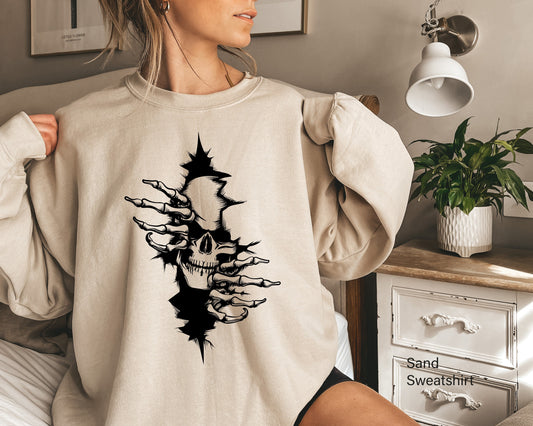Skeleton Sweatshirt, Cool Skull Hoodie, Halloween Shirt, Chritmas Skeleton,Halloween Party Shirt, Spooky Season Shirt, C6409