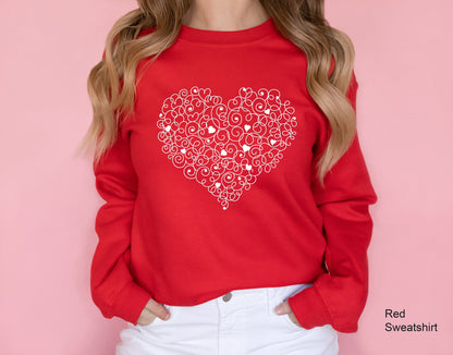 Red Heart Valentines Sweatshirt, Hearts in Heart Shirt, Valentines T-shirt, Valentines Day Shirt, Love Shirt, Cute Heart Tee, C6436