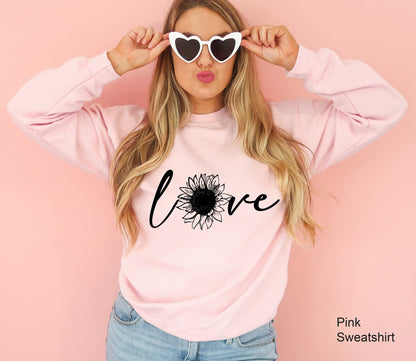 Sunflower Sweatshirt, Sunflower Mandala Hoodie, Love Shirt, Valentin Day Gift, Flower Sweatshirt, Lover Shirt,C6389