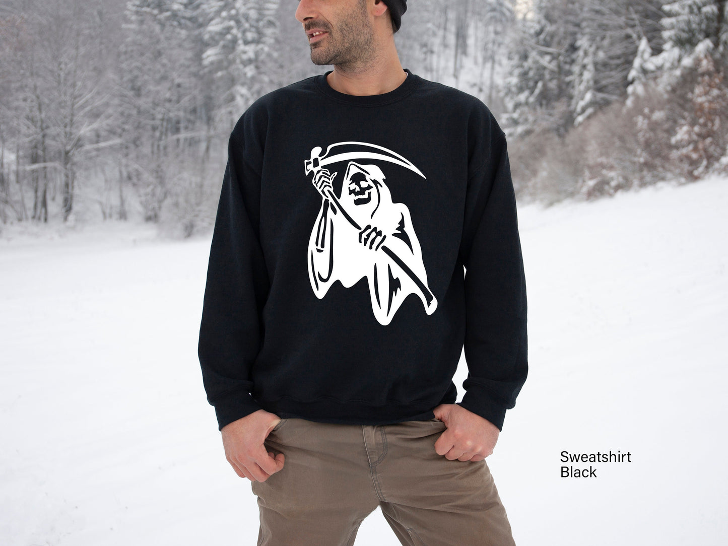 Grim Reaper Sweashirt,Funny Halloween Shirt,Trendy Skeleton  Coffee Hoodie,Halloween Party T shirt,Funny Halloween Costumes,Skull Gift,C6497