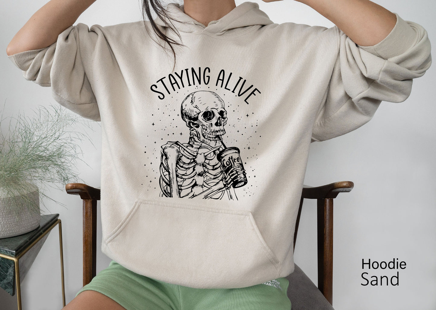 Staying Alive Skeleton Sweatshirt, Skeleton Shirt, Funny Halloween Shirt, Fall Shirt, Mom Halloween Shirt, Halloween Shirt, C6516