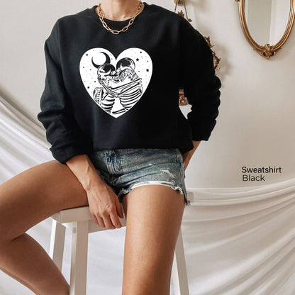 Skeleton Kissing Sweatshirt, Love Never Dies Tee, Romantic Shirt, Valentine's Day, Valentine's Shirt, C6467
