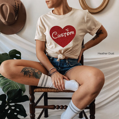 Name Valentine's Gift Heart Shirt, Valentine Outfit, Personalized Valentine's Tee With Heart, Girls Valentines Day Shirt, C6475