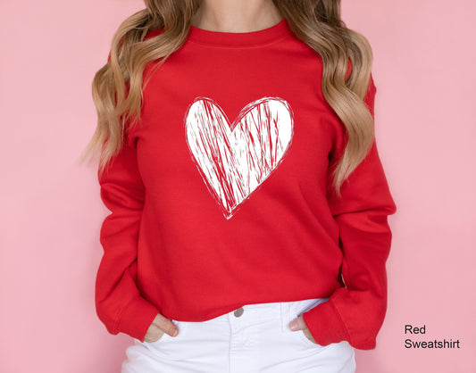 Heart Sweatshirt, Valentines Day Shirt, Hand Drawn Heart Shirt, Kindness Shirt, Valentines Day Gift Shirt, Gift For Her, Love Shirt, C6439