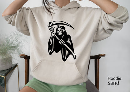 Grim Reaper Sweashirt, Ugly Grim Reaper Coffee T-shirt, Skeleton Shirt, Skeleton Halloween Shirt, Funny Grim Shirt, Grim Halloween Tee,C6497