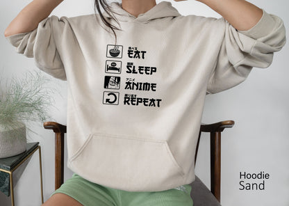 Eat Sleep Anime Repeat Sweatshirt, Anime Otaku Shirt, Gift for Anime Lover, Gift for Anime Fan,Cool Anime Shirt, Gift for Him, C5591