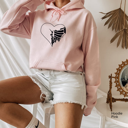 Skeleton Heart Sweatshirt,Love Hoodie, Skeleton Shirt, Halloween Valentine Shirt, Gift For Her,Valentine Shirt, Heart Shirt, C6378