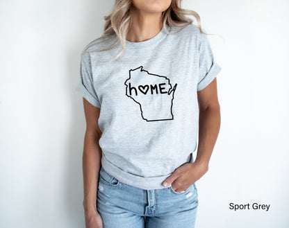 Wisconsin Home Shirt, State Pride, Wisconsin State T-shirt, Graphic Tee, Wisconsin State, Wisconsin Gift, Birthday Gift, C5583