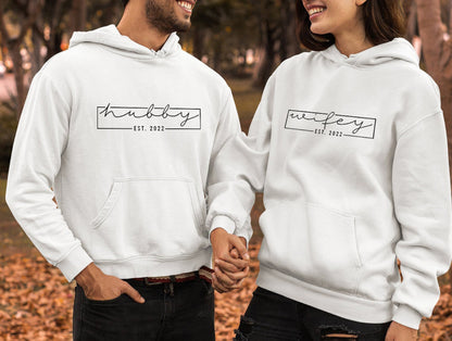 Wifey Hubby Est 2022 Sweatshirt, Honeymoon Sweatshirts, Newly Engaged Shirt, Couple Matching Shirt, Hubby Wifey Est 2022, C6602