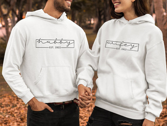 Wifey Hubby Est 2022 Sweatshirt, Honeymoon Sweatshirts, Newly Engaged Shirt, Couple Matching Shirt, Hubby Wifey Est 2022, C6602