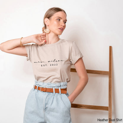 Mrs Shirt,Mrs Tank Tops,Custom Bride Shirt,Wife Tshirt,Personalized Future Mrs Shirt,Wifey Shirt,Mrs Last Name,Est.2022 Tee,Bride Gift,C5749