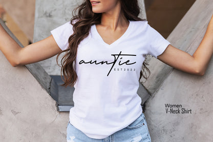 Customized Auntie Est 2022 Shirt, Auntie Tee, Funny Aunt Shirt, Aunt Shirt, Birthday Gift Aunt, Sister Shirt, Custom Shirt, C6477