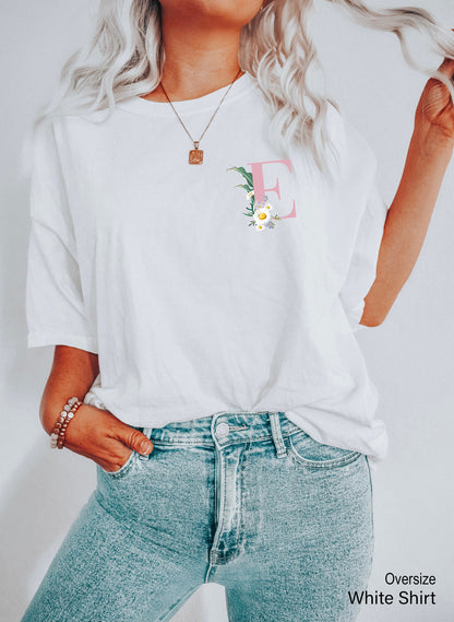 Custom Initial Letter Shirt, Personalized Valentines Shirt,  Minimalist Name Printing Shirt, Valentines Shirt, Loved, C6660