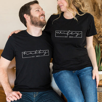Wifey Hubby Est 2022 Sweatshirt, Honeymoon Sweatshirts, Newly Engaged Shirt, Couple Matching Shirt, Hubby Wifey Est 2022, C6602