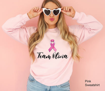 Personalized Team Cancer Sweatshirt, Breast Cancer Hoodie, Motivational Shirt, Cancer Awareness T-shirt,  Cancer Support Team Shirt, C6671