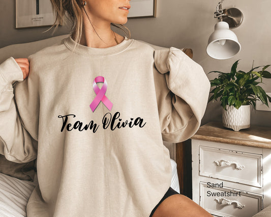Personalized Team Cancer Sweatshirt, Breast Cancer Hoodie, Motivational Shirt, Cancer Awareness T-shirt,  Cancer Support Team Shirt, C6671