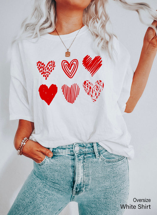 Heart Shirt, Valentines Day Shirt, Heart Shapes Shirt,  Valentines Day Shirts For Women, Cute Heart T-shirt, Cute Valentine Tee, C6375