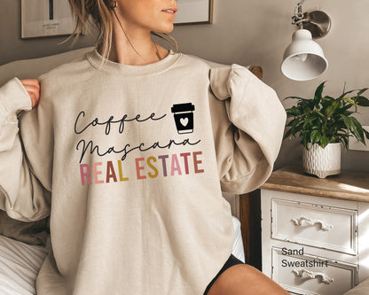 Coffee Mascara & Real Estate Sweatshirt, Cute Real Estate Agent Hoodie, Birthday Gift, Realty Shirt, Selling Houses Shirt, C6688