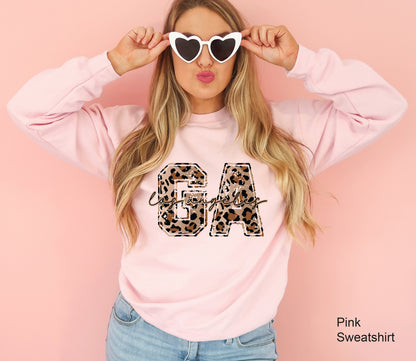 State Sweatshirt, Hometown Hoodie, City Shirt, Leopard Custom Tee, Personalized Woman's Hoodie, State Pride Tee, Vacation Shirt, C6621