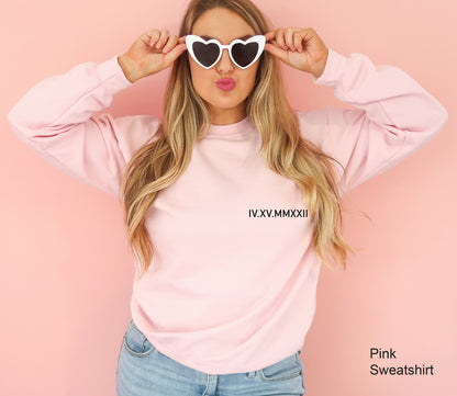 Roman Numeral Sweatshirt, Wifey Hubby Last Name Est Year Personalized Hoodie, Roman Numeral Anniversary Date Gifts, C6632