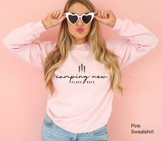 Custom Camping Sweatshirt or Hoodie, Camp Group Shirts, Campfire Friends and Drinks, Camper Outfit, Vacation Sweatshirt, C6634
