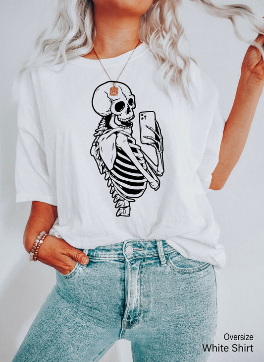 Skeleton Selfie Shirt, Selfie Shirt, Skeleton Shirt, Halloween Skeleton T-Shirt, Skeleton Hand Halloween, Halloween Gift, C6641