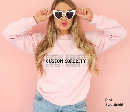 Stacked Lettering Sorority Shirt, Stacked Greek Name T-Shirt, Sorority Family Tees, Big Little Reveal Tees, Fun Greek Sorority Top, C6642