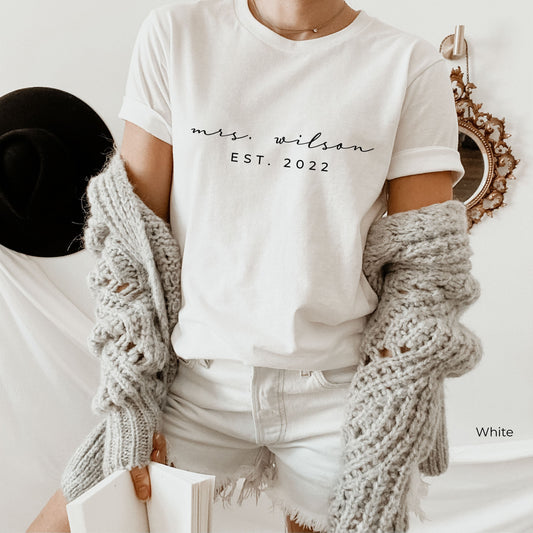 Personalized Mrs Shirt, Mrs Last Name Shirt, Mrs Custom Shirt, Mrs Shirt Personalized,Mrs SweatShirt,Est. 2022,Mrs. Shirt,Mrs ,C5749