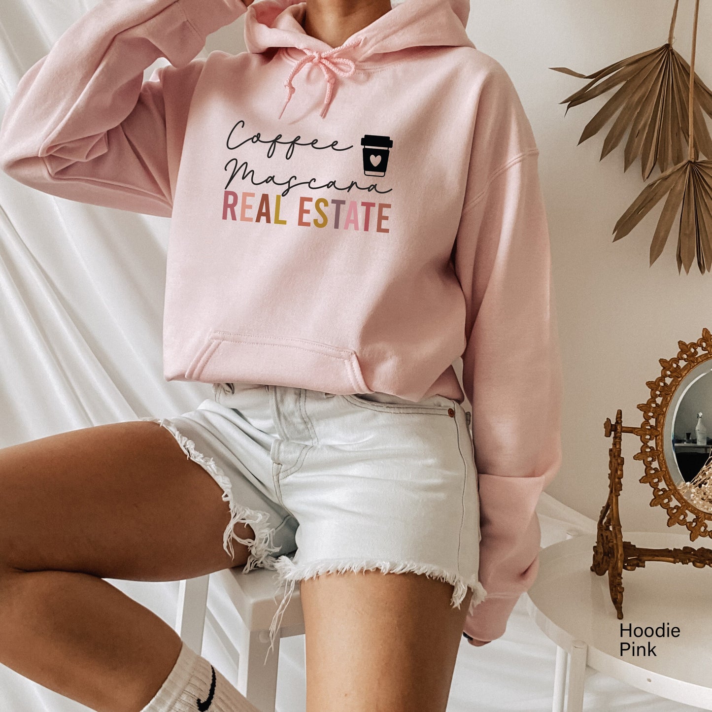 Coffee Mascara & Real Estate Sweatshirt, Cute Real Estate Agent Hoodie, Birthday Gift, Realty Shirt, Selling Houses Shirt, C6688