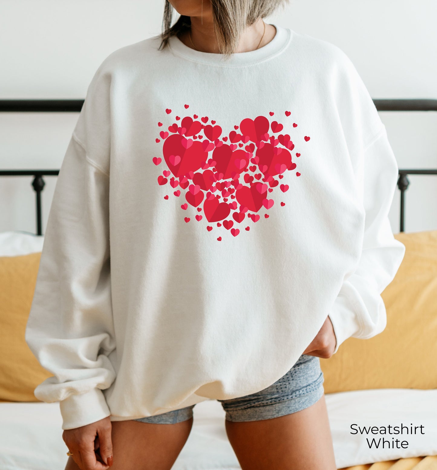 Double Heart Sweatshirt, Valentine Heart Hoodie, Teacher Gift, Mothers Day Gift Shirt, Love Shirt, Gift For Mom, Heart Tee, C6719