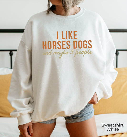 I Like Horses Dogs And Maybe 3 People Sweatshirt, Gift For Horse Owner,  Horse Gift, Horse Lover Hoodie, Girls Horse Shirt, C6732