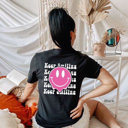 Keep Smiling Shirt, Trendy Vintage Shirts, Very Cute and Super Sleep Shirt, C6807