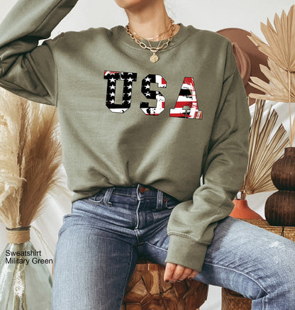 USA Flag Sweatshirt, USA Crewneck Sweatshirt, USA Sweatshirt, America Sweatshirt, Patriot Shirt, 4th of July Gift, C6828