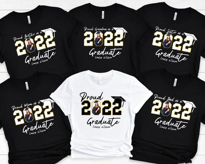 Custom Graduation Shirts,Class of 2022 Family Shirts Add The Photo Graduation T-Shirt,Proud Mom of a 2022 Graduate Tee,Glad Gift,C6927