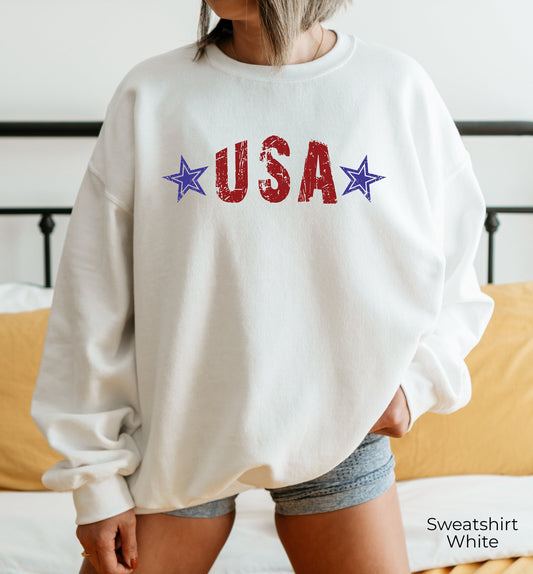 USA Sweatshirt, Fourth of July Sweatshirt, America Sweatshirt, Patriotic Shirt, Independence Sweatshirt, Red White Blue Sweatshirt, C6826