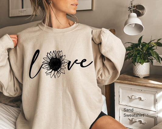 Sunflower Sweatshirt, Sunflower Mandala Hoodie, Love Shirt, Valentin Day Gift, Flower Sweatshirt, Lover Shirt,C6389