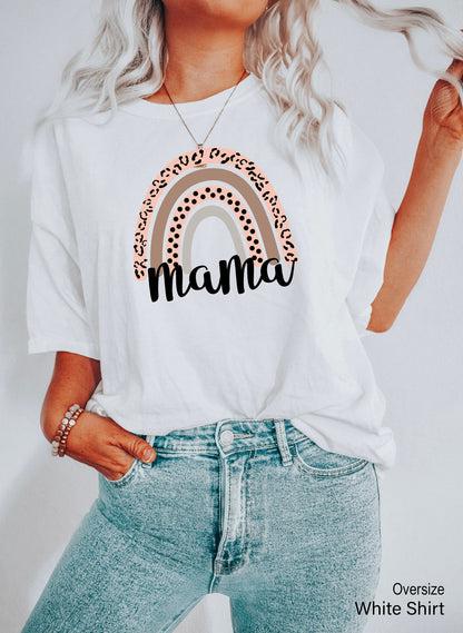 Leopard Rainbow Mama Shirt, Blessed Mama Shirt, Mom Life Shirt,Mothers day gift,mama shirt,Mother's Day Shirt,mom quotes Shirt,c6114