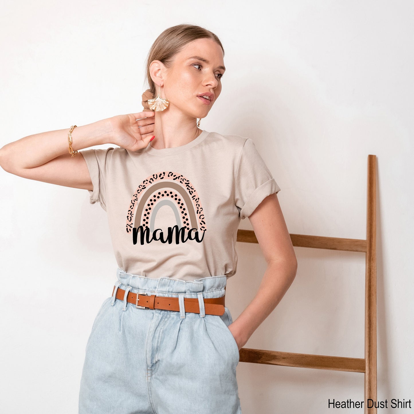 Leopard Rainbow Mama Shirt, Blessed Mama Shirt, Mom Life Shirt,Mothers day gift,mama shirt,Mother's Day Shirt,mom quotes Shirt,c6114