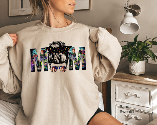 Mom Life Sweatshirt,Funny Mom Halloween Shirt,-s Shirt, Mom T-shirt,Messy Bun Mom,C5895