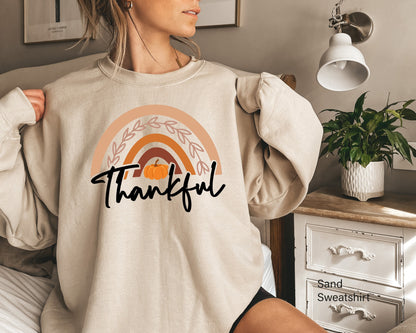 Thankful Rainbow Pumpkin Shirt, Thankful Shirt,Thanksgiving Shirt,  Thanksgiving Tee, Grateful Shirt, Fall Shirt, Fall Teacher Shirt,C6084