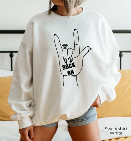 Rock On Sweatshirt, Ring Finger Hoodie, Funny Halloween Sweatshirt, Engaged Shirt, Fiancé Tee,Vintage Inspired T-shirt, Oversized Tee, C6947