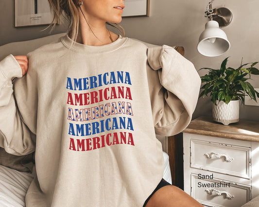 Americana Patriotic Pullover Sweatshirt, Independence Sweatshirt, Red White Blue Sweatshirt, Patriotic Shirt, C6956